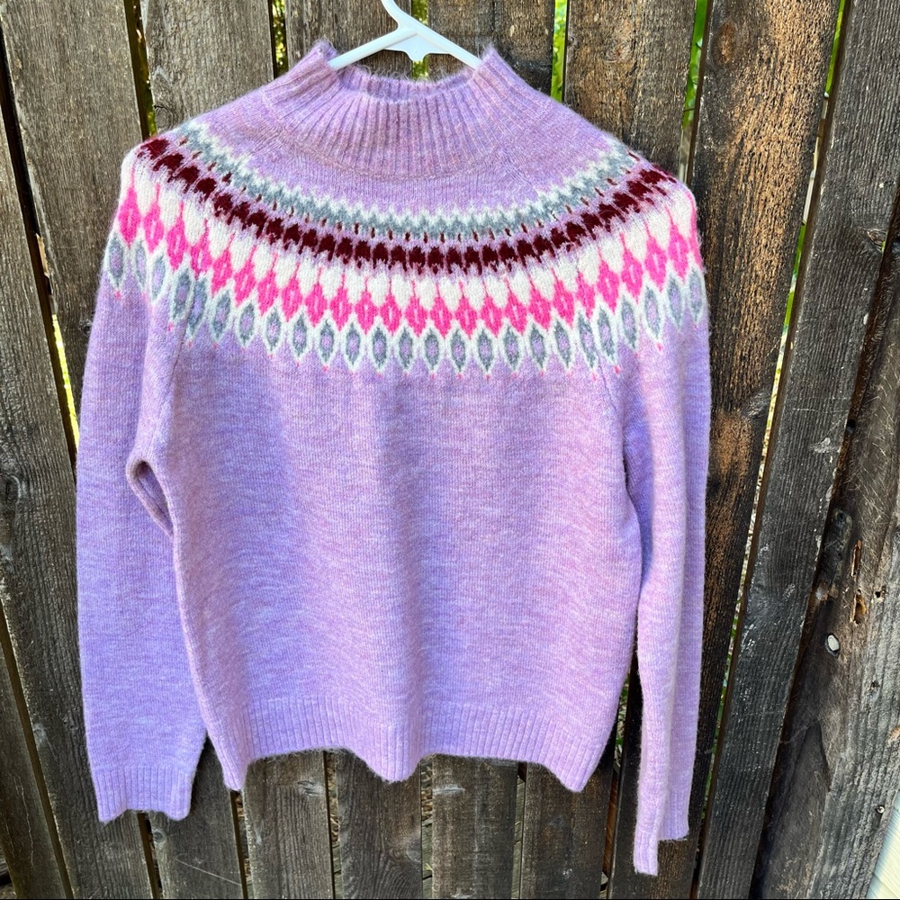 Gilli Purple Pink Fair Isle Sweater Sz S